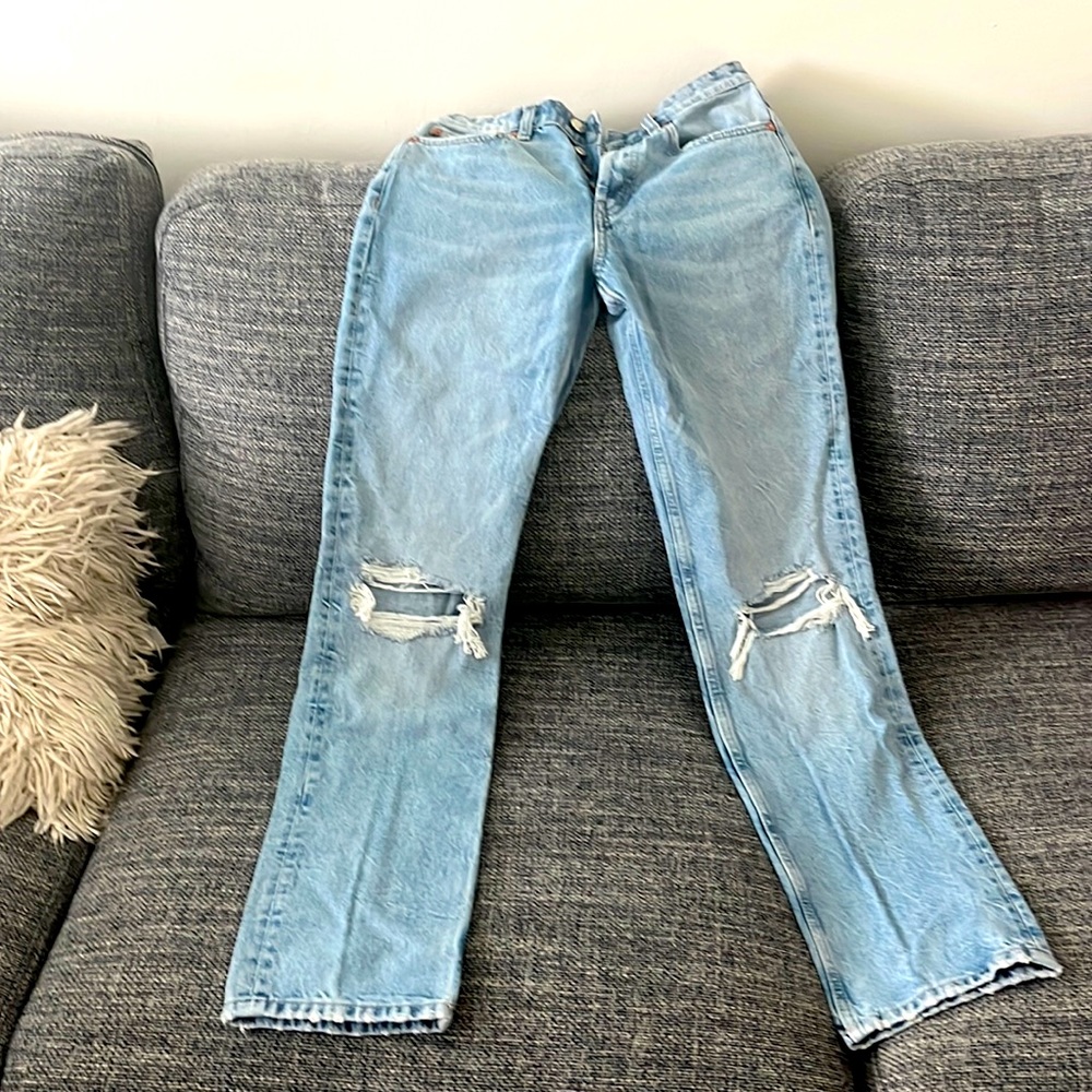 Zara high rise straight jeans